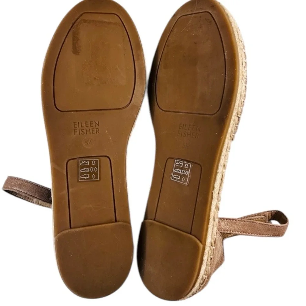 Eileen Fisher Lala Espadrille Flat Sandal, Leather, Metallic Tan,‎ Size 8.5